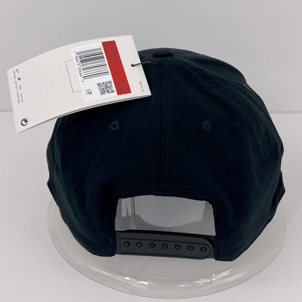 NIKE HAT/CAP UNISEX, JET BLACK, UNISEX, ADJ STRAP, WHITE LOGO EMBROIDERED UNISEX - Picture 4 of 15